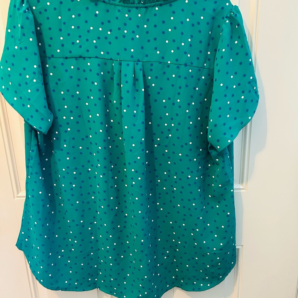 41 Hawthorn Green and White Polka Dot Blouse - Picture 3 of 9